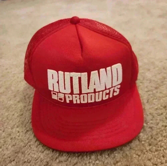 Vintage Mesh Trucker Hat Rutland Products Red Mens One Size - Picture 1 of 4